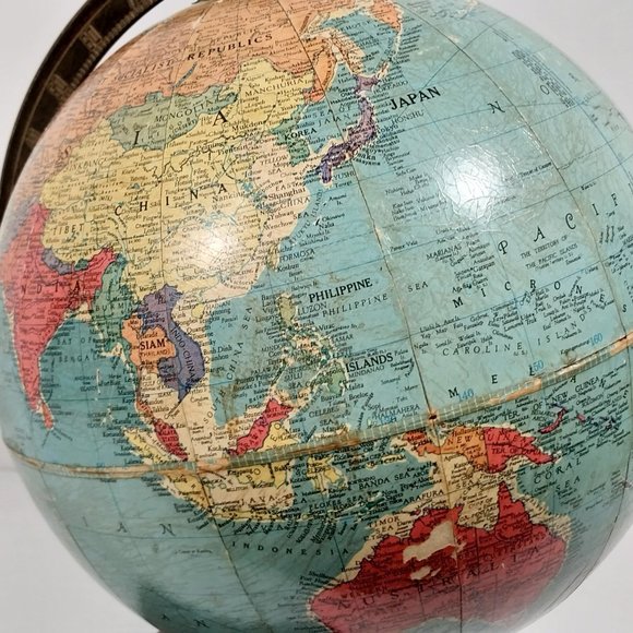 Vintage 1950s REPLOGLE 10 Inch Earth Reference Globe On Stand #1342 - Picture 8 of 16